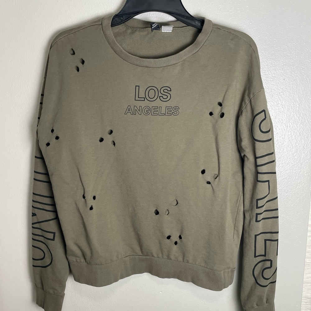 Distressed Olive Green Los Angeles Shirt
